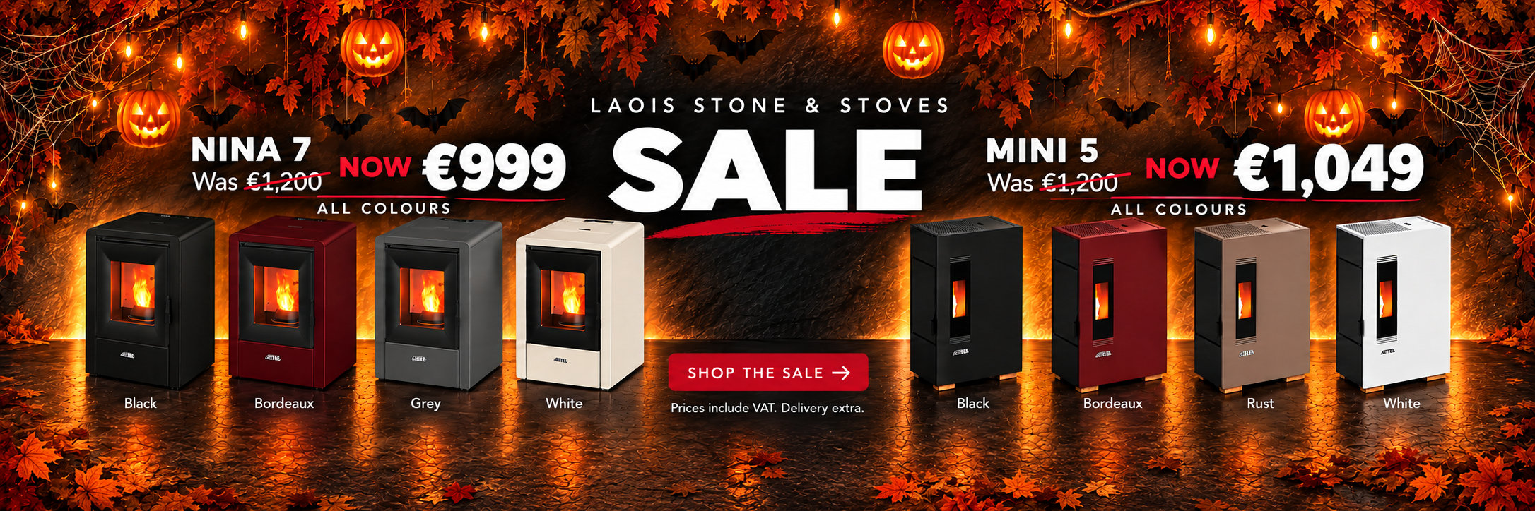 Nina 7 €999 and Mini 5 €1,049 — Halloween sale, all colours